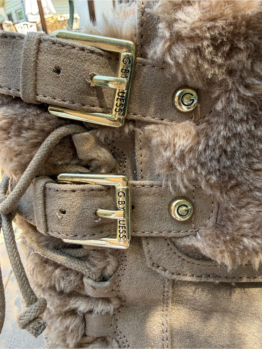 ❌SOLD❌ Guess Faux Fur Lined Tan Suede Winter Boots - Picture 5 of 11